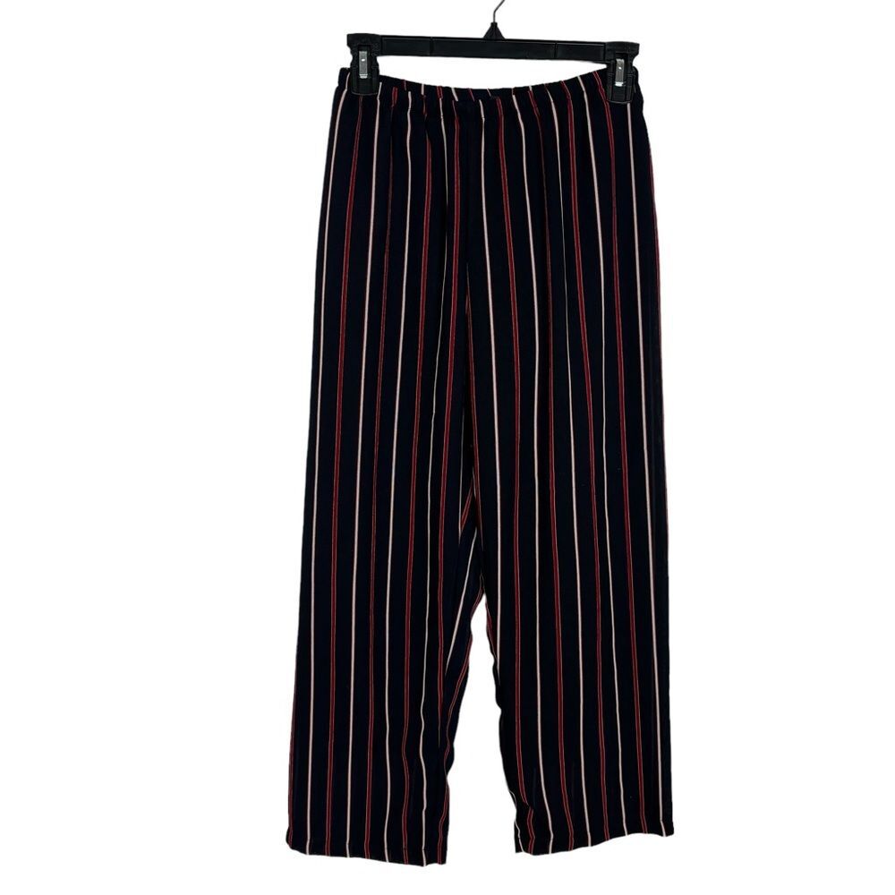 Brandy Melvill Navy Red Striped Cropped Pants Lined One Size